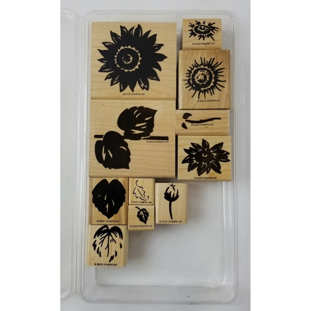 Vintage STAMPIN UP RUBBER STAMPS  Parts of Flowers Stems Leaf Pistil Set of 11